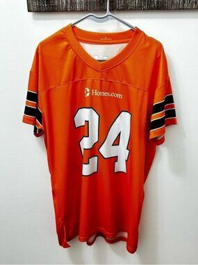 Men's Orange Sports Jersey Homes #24 size large 100% polyester
